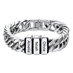 Individuell graviertes kubanisches Gliederkettenarmband mit mehreren Namen