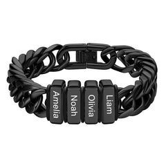 Individuell graviertes kubanisches Gliederkettenarmband mit mehreren Namen