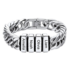 Individuell graviertes kubanisches Gliederkettenarmband mit mehreren Namen