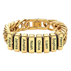 Individuell graviertes kubanisches Gliederkettenarmband mit mehreren Namen
