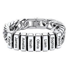 Individuell graviertes kubanisches Gliederkettenarmband mit mehreren Namen