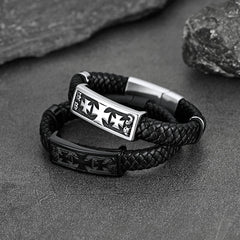 Pulseira de couro com cruz dos Cavaleiros Templários Cristãos
