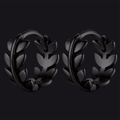 Brincos Huggie de argola com pequenas folhas de prata esterlina para homens e mulheres