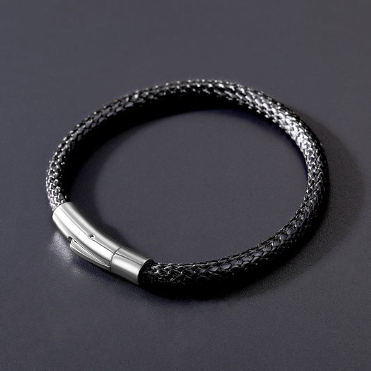 Geflochtenes Echtlederarmband mit Verschluss