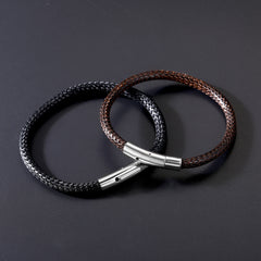 Geflochtenes Echtlederarmband mit Verschluss