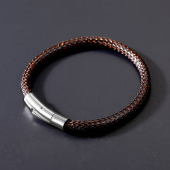 Geflochtenes Echtlederarmband mit Verschluss