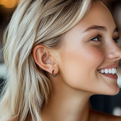 Classic Sterling Silver Huggie Hoop Earrings for Men Women