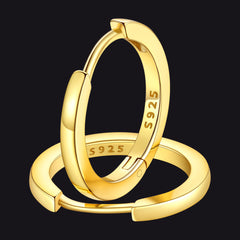 Classic Sterling Silver Huggie Hoop Earrings for Men Women
