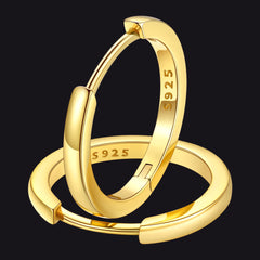 Classic Sterling Silver Huggie Hoop Earrings for Men Women