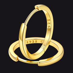 Classic Sterling Silver Huggie Hoop Earrings for Men Women