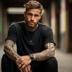 Colar gótico pirata com caveira e ossos cruzados masculino