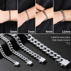 Pulseira de corrente cubana Miami com 5/7/9/12 mm de largura