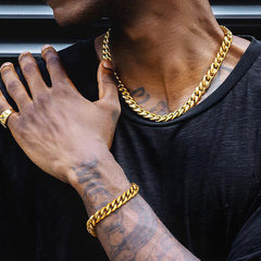 Unisex 9MM Chunky Cuban Link Chain Bracelets Gift Bracelet