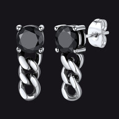 Schwarze Zirkonia-Ohrstecker mit Kettengliedern für Herren