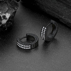 Sterling Silber Cubic Zirkon Huggie Creolen mit Wikinger-Runen für Herren