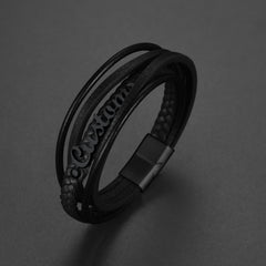 Pulseira de couro trançado com fecho personalizado Pulseira de pai e filho