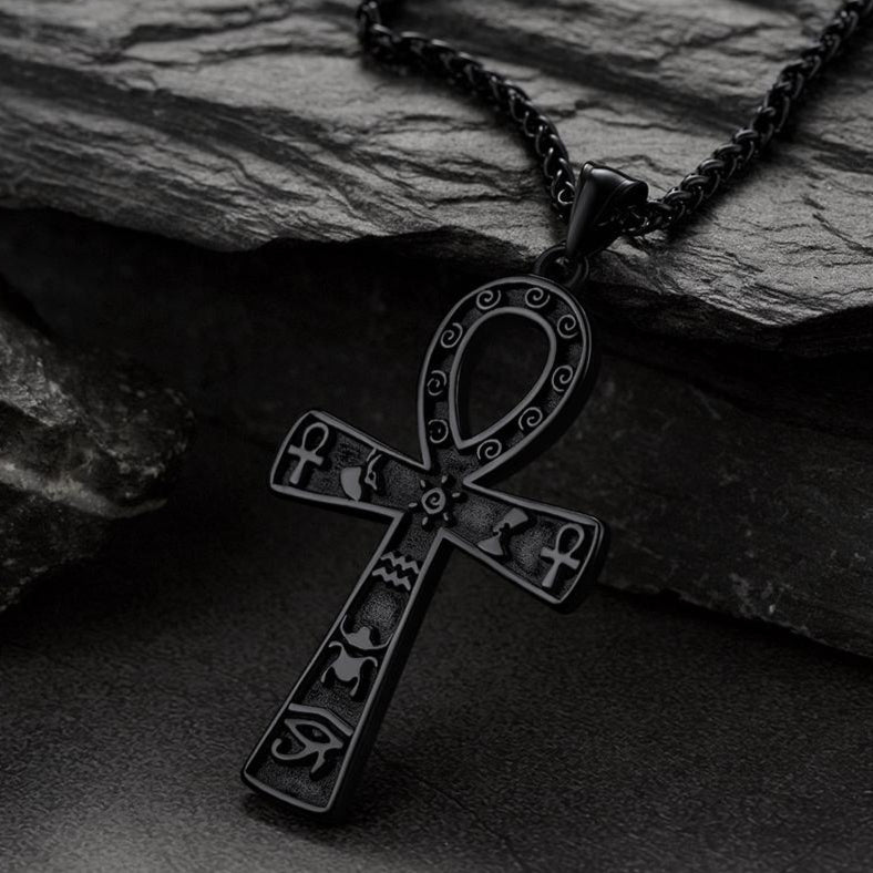 Ägyptisches Ankh-Kreuz Halskette Anhänger Hieroglyphen Männer