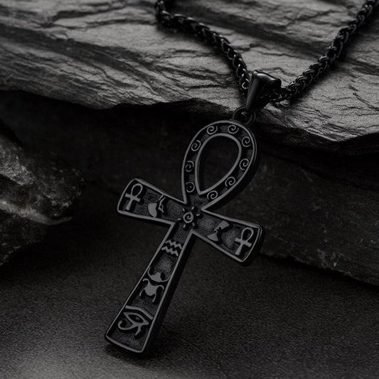 Ägyptisches Ankh-Kreuz Halskette Anhänger Hieroglyphen Männer