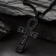 Ägyptisches Ankh-Kreuz Halskette Anhänger Hieroglyphen Männer