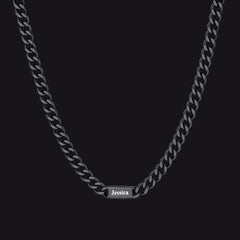 Colar com nome e elo de corrente cubana gravados personalizados