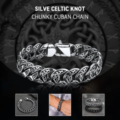 Pulseira de corrente cubana robusta celta de aço inoxidável