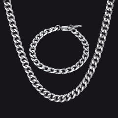 Conjunto de colar e pulseira de corrente cubana resistente