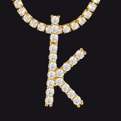 Initial Letter Pendant Necklace with Tennis Chain for Men Women