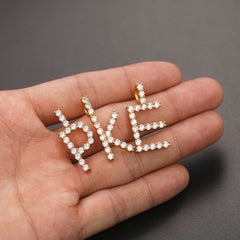 Initial Letter Pendant Necklace with Tennis Chain for Men Women