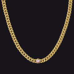 Gargantilha com corrente de ouro e pedra de nascimento de 45 mm para mulheres
