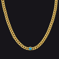 Gargantilha com corrente de ouro e pedra de nascimento de 45 mm para mulheres