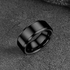 Anel de casamento básico de carboneto de tungstênio com borda chanfrada para homens