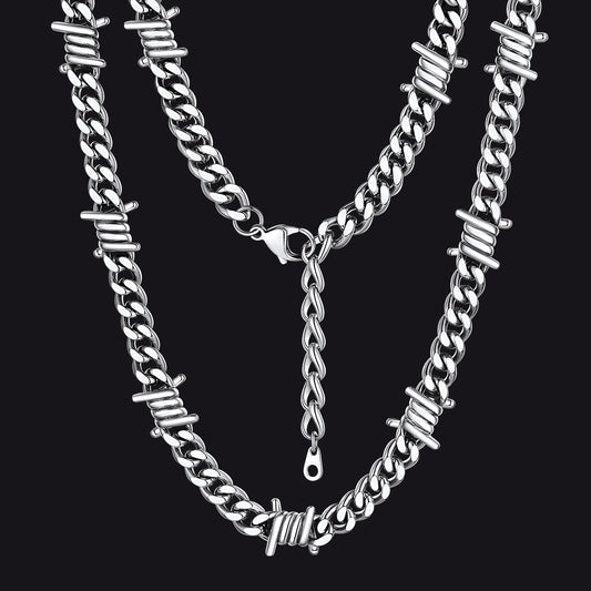 To My Men Stacheldraht-Halskette mit kubanischer Kette, Geschenk für ihn