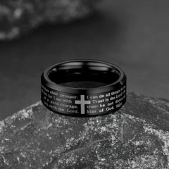 Anel masculino de carboneto de tungstênio com oração do Senhor Cristão 8 mm