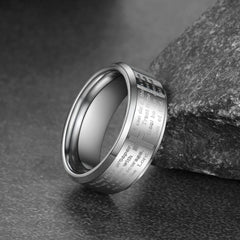 Anel masculino de carboneto de tungstênio com oração do Senhor Cristão 8 mm