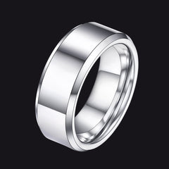 Anel de casamento básico de carboneto de tungstênio com borda chanfrada para homens