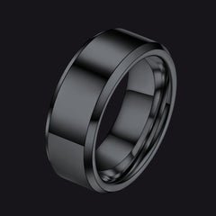 Anel de casamento básico de carboneto de tungstênio com borda chanfrada para homens