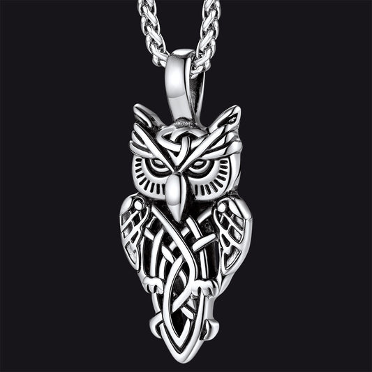 Keltischer Knoten Eule Anhänger Halskette Amulett Schmuck Männer
