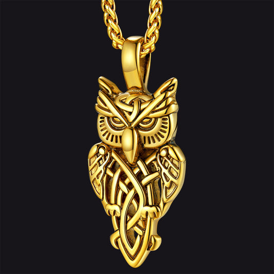 Keltischer Knoten Eule Anhänger Halskette Amulett Schmuck Männer