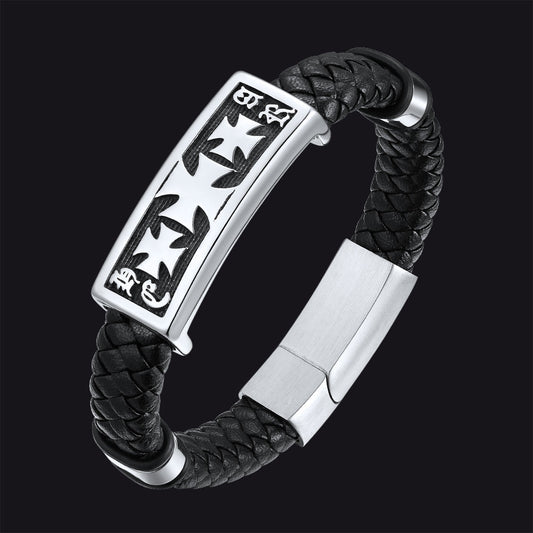Christliches Tempelritterkreuz-Lederarmband