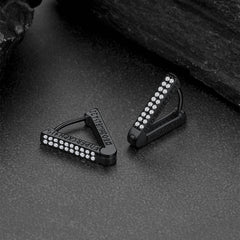 Brincos de argola triangulares com zircônia cúbica e runas vikings para homens