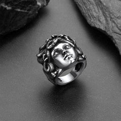 Mythology Medusa Snake Stainless Steel Ring Men Women