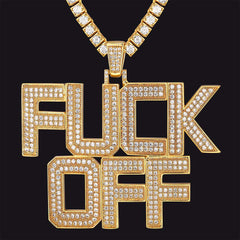 casaivy F*CK Off Hip Hop Letter Pendant Necklace for Men