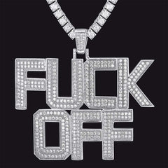 casaivy F*CK Off Hip Hop Letter Pendant Necklace for Men