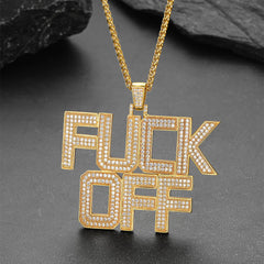 casaivy F*CK Off Hip Hop Letter Pendant Necklace for Men