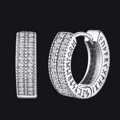 Sterling Silber Cubic Zirkon Huggie Creolen mit Wikinger-Runen für Herren
