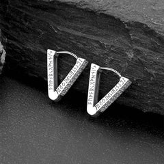 Brincos de argola triangulares com zircônia cúbica e runas vikings para homens