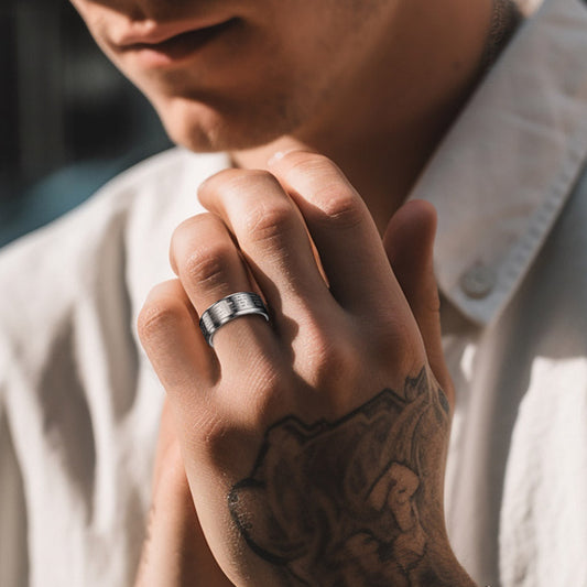 Anel masculino de carboneto de tungstênio com oração do Senhor Cristão 8 mm