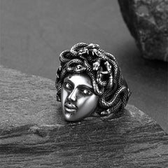 Mythology Medusa Snake Stainless Steel Ring Men Women