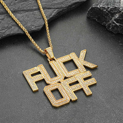 casaivy F*CK Off Hip Hop Letter Pendant Necklace for Men