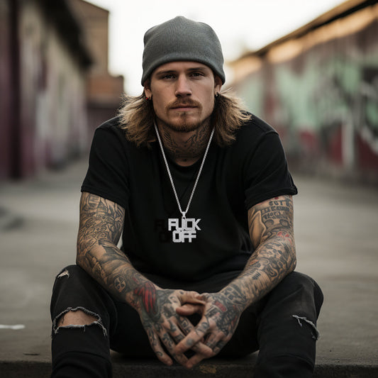 casaivy F*CK Off Hip Hop Letter Pendant Necklace for Men